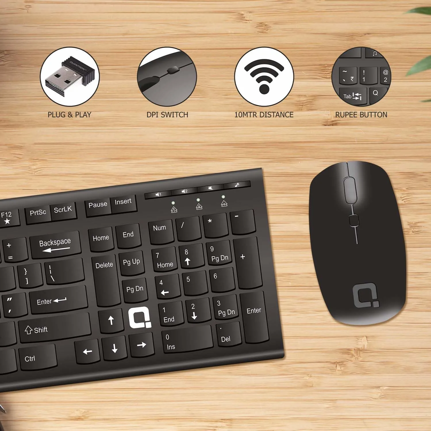 Quantron Wireless Keyboard Mouse Combo QKB-20 view 4